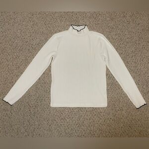 J. Crew White Ribbed Turtleneck Sweater